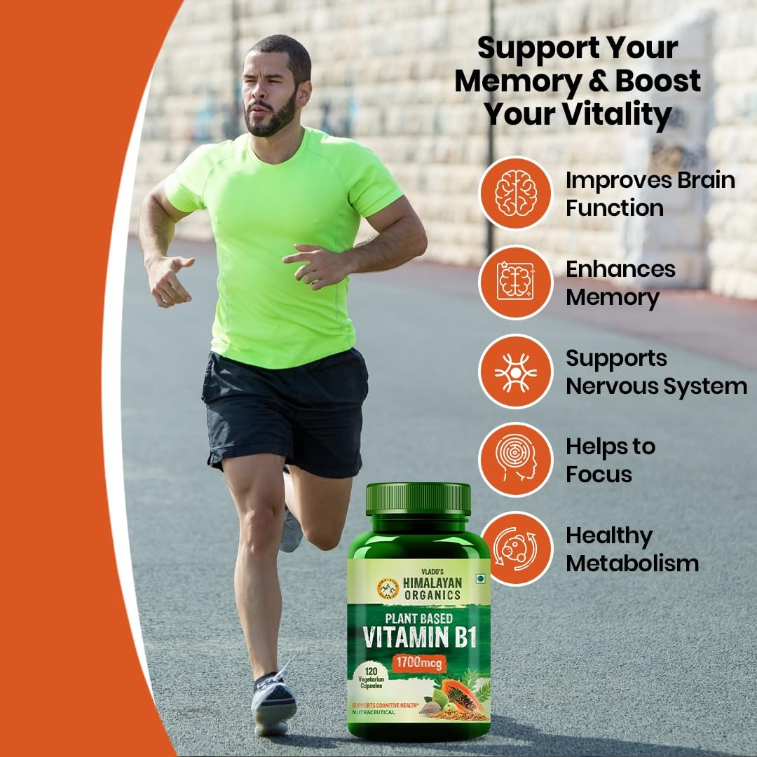 Vlado's Himalayan Organics Plant-Based Vitamin B1 | Rich in Antioxidants | Supports Memory And Energy (120 Capsules) - Image 4