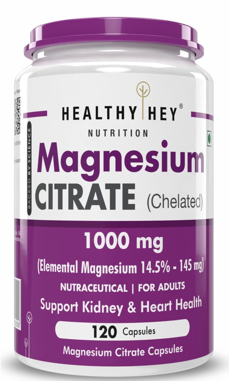 HealthyHey Nutrition Magnesium Citrate-120 Vegetable Capsules