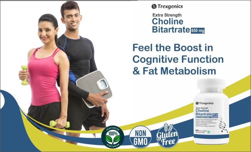 Trexgenics CHOLINE BITARTRATE 650 mg Cognitive Function, Fat Metabolism, Brain & Nervous System Health Support VEGAN & NON-GMO (60 Veg. Capsules) (Pack of 1) - Image 3