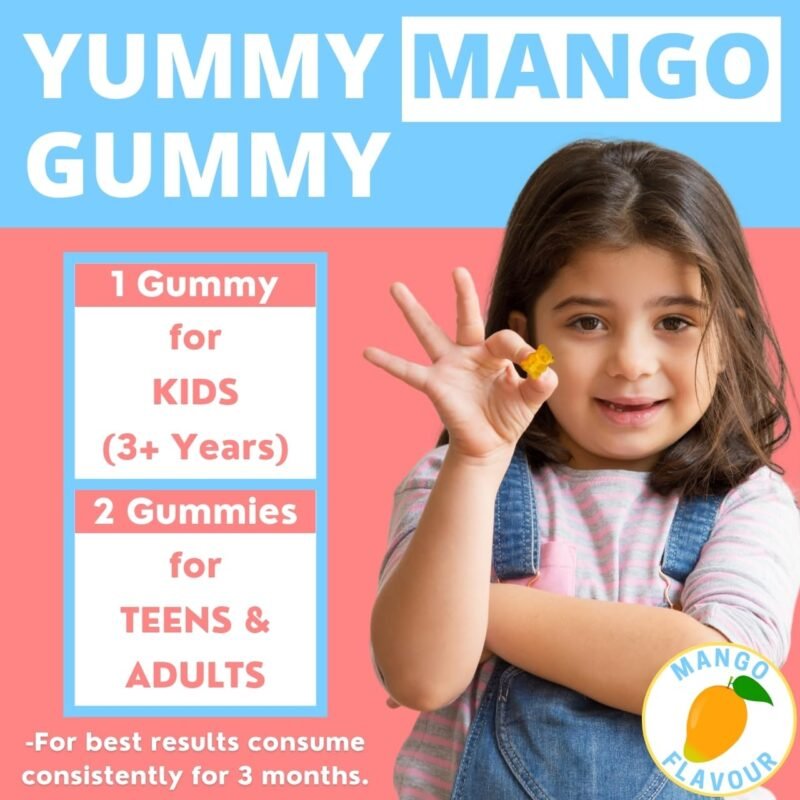Nutrabud Multivitamin Gummies for Kids, Men, Women, Adults | No Added Sugar | For- Healthy Growth, Immunity & Energy | Mango Flavor Veg Gummy Bears Supplement - 60 Count (Pack Of 1) - Image 6