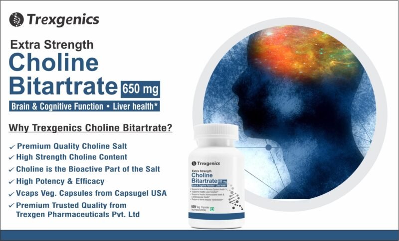 Trexgenics CHOLINE BITARTRATE 650 mg Cognitive Function, Fat Metabolism, Brain & Nervous System Health Support VEGAN & NON-GMO (60 Veg. Capsules) (Pack of 1) - Image 5