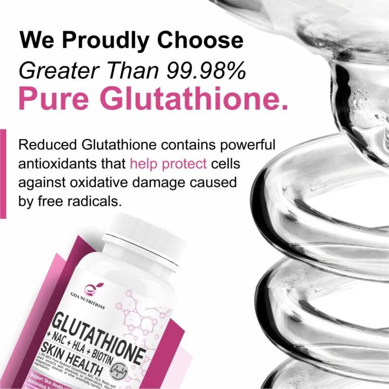 GOA NUTRITIONS Glutathione Tablets For Skin Health, L-Glutathione 1000mg With Vitamin E, C, Hyaluronic Acid, Biotin Supplements & Grape Seed Extract For Face and Skin Antioxidant- 1 count, 60 capsules - Image 3
