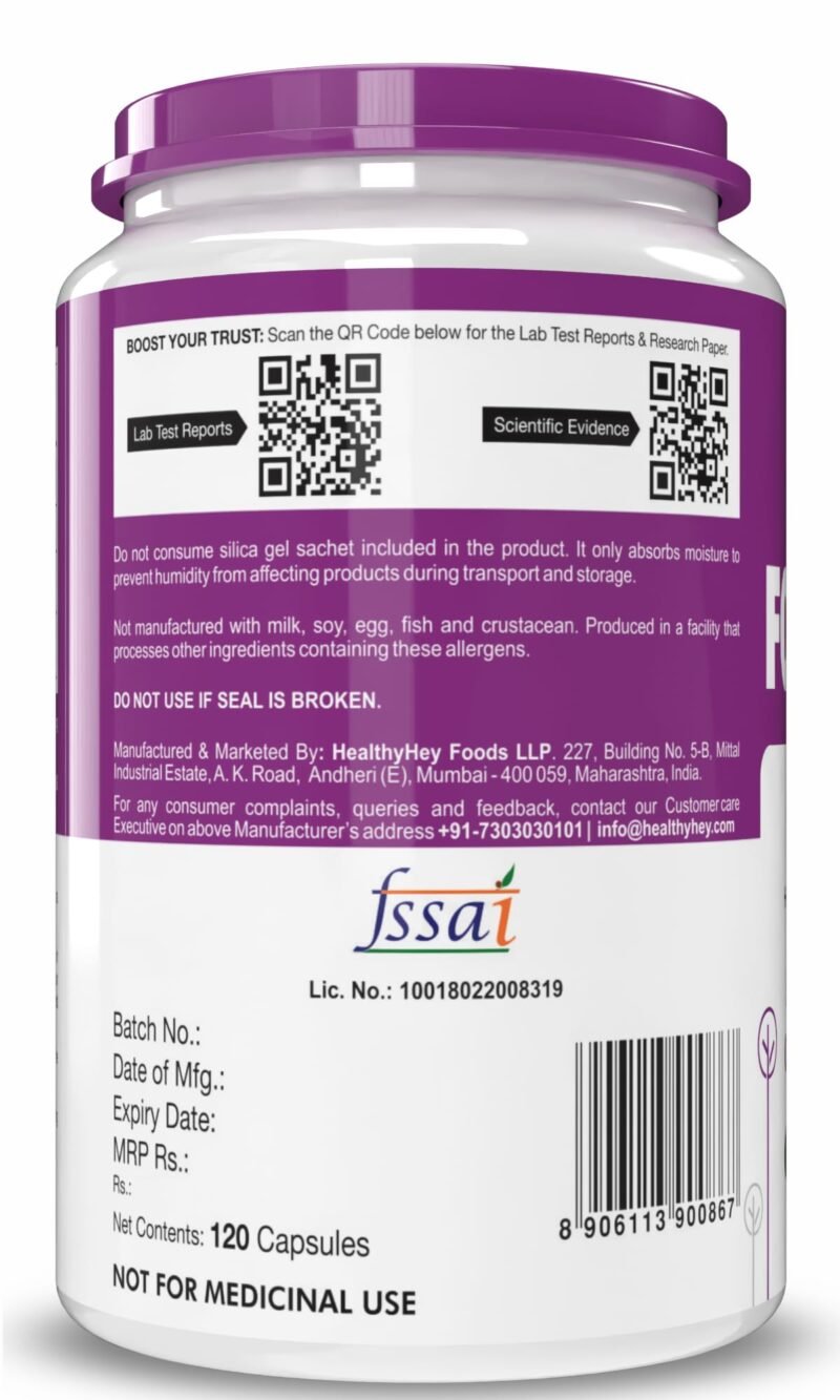 Healthyhey Nutrition Folic Acid - 120 Veg Capsules - Image 2