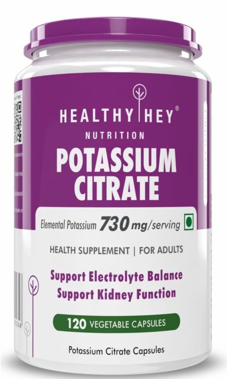 HealthyHey Nutrition Potassium Citrate -120 Vegetable Capsules