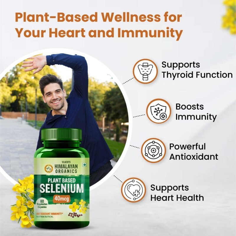Vlado’s Himalayan Organics Plant Based Selenium 40mcg | Good For immune Support | Promote Heart Health And Cardiovascular System - 60 veg Capsules - Image 6