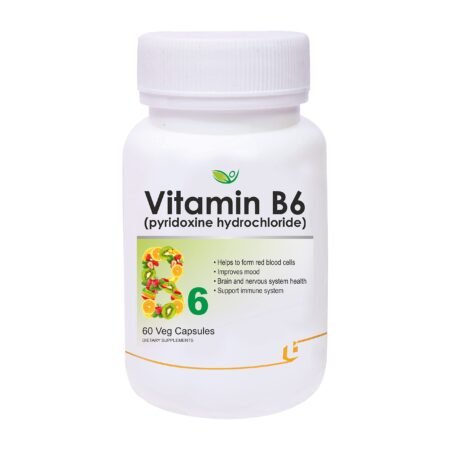 Biotrex Nutraceuticals Vitamin B6 (Pyridoxine Hydrochloride) Supplement | 60 Veg Capsules
