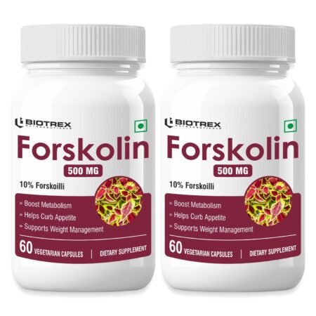 Biotrex Nutraceuticals Forskolin 500mg For Weight Management, Fat Metabolism, Heart health Support | 60 Capsules | Pack of 2