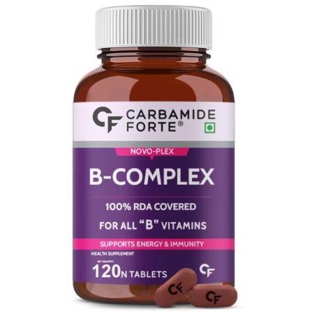 Carbamide Forte Vitamin B-Complex Tablets - 100% RDA for B Vitamins with B1, B2, B3, B5, B6, B9 & Vitamin B12 | Vitamin B Complex Supplements for Women & Men - 120 Vegetarian Tablets