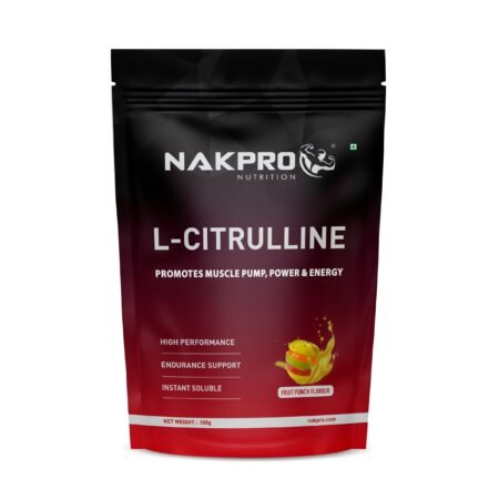 NAKPRO Nutrition Pure L-Citrulline Powder,Boosts Nitric Oxide & Muscle Growth (Fruit Punch,100 G),1 Count,33 Servings