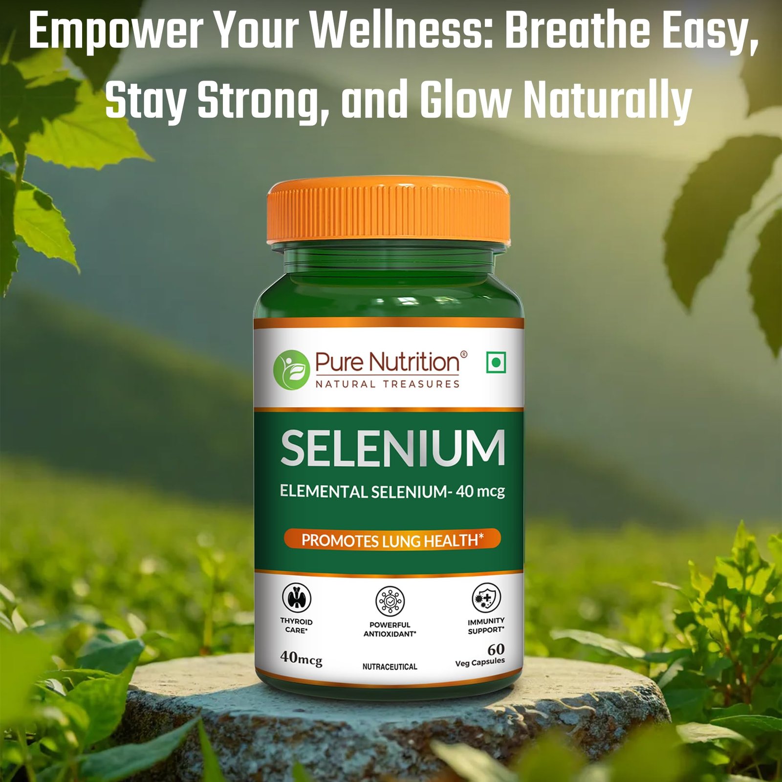 Pure Nutrition Selenium 40mcg, 60 Veg Capsules | Selenium Supplements for Immune System, Supports Healthy Blood Pressure, Thyroid Health & Improves Cholesterol Levels - Image 2