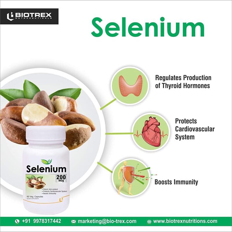 Biotrex Nutraceuticals Selenium 200 (mcg) for Immune System, Thyroid, Prostate and Heart Health | 60 Vegetarian Capsules - Image 6