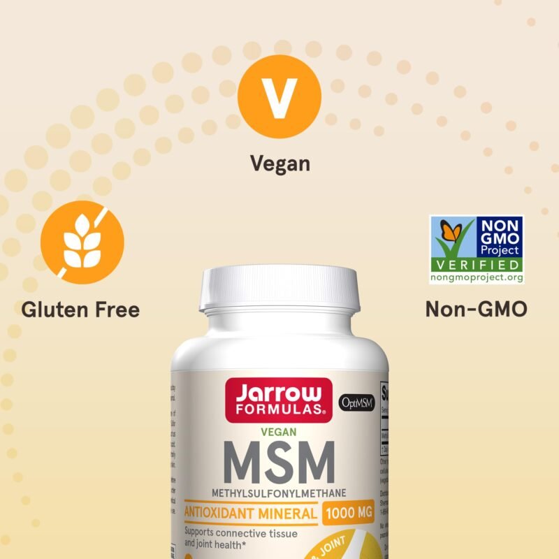 Jarrow Formulas, MSM, Methyl-Sulfonyl-Methane, 1000 mg, 200 Veggie Capsules - Image 7