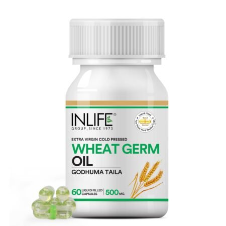 INLIFE Wheat Germ Oil Supplement | Natural Source of Vitamin E, 500 mg - 60 Capsules (Pack of 1, 60, count)