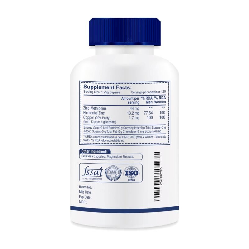 Brexhealth Zinc Methionine Plus Chelated Copper | Antioxidant Supplement | Supports Immune Health - 120 Veg Capsules - Image 6