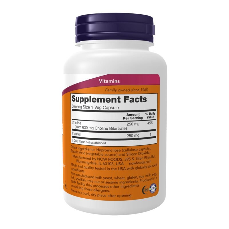 Now Foods, Choline & Inositol, 500 mg, 100 Capsules - Image 7