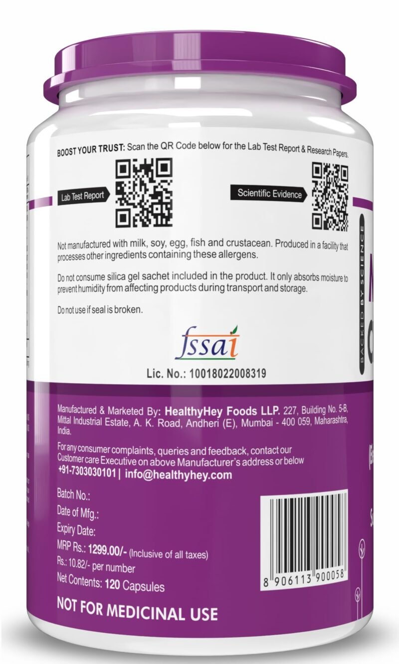 HealthyHey Nutrition Magnesium Citrate-120 Vegetable Capsules - Image 4