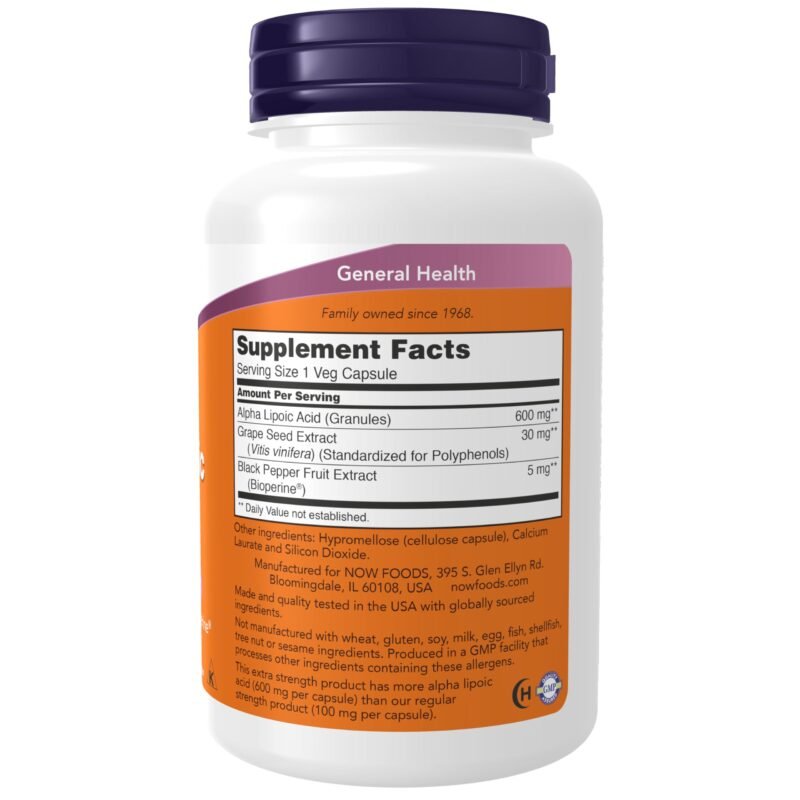 Now Foods Alpha Lipoic Acid Capsules 600mg - 120 Capsules - Image 7