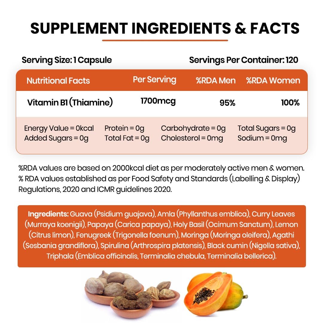 Vlado's Himalayan Organics Plant-Based Vitamin B1 | Rich in Antioxidants | Supports Memory And Energy (120 Capsules) - Image 8