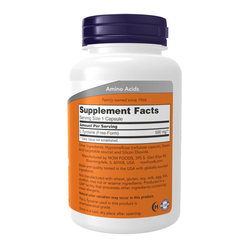Now Foods L-tyrosine Capsules 500mg -Pack of 120 Capsules - Image 6