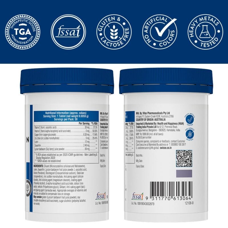 Swisse Eye Health+ with Lutein & Zeaxanthin (Manufactured in Australia) Supports Healthy Vision, Reduces Digital Strain & Fatigue From High Screen Time - 30 Tablets - Image 2