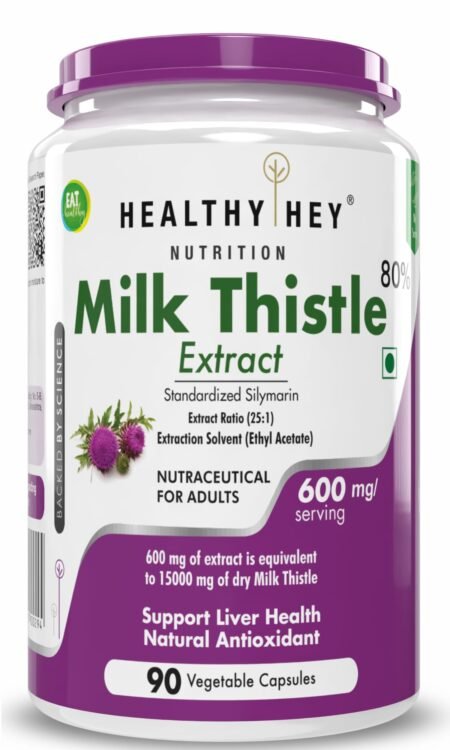 Healthy Hey Nutrition Milk Thistle Capsules for Liver Health - High Strenght -Extract - 90 Veg. Capsules