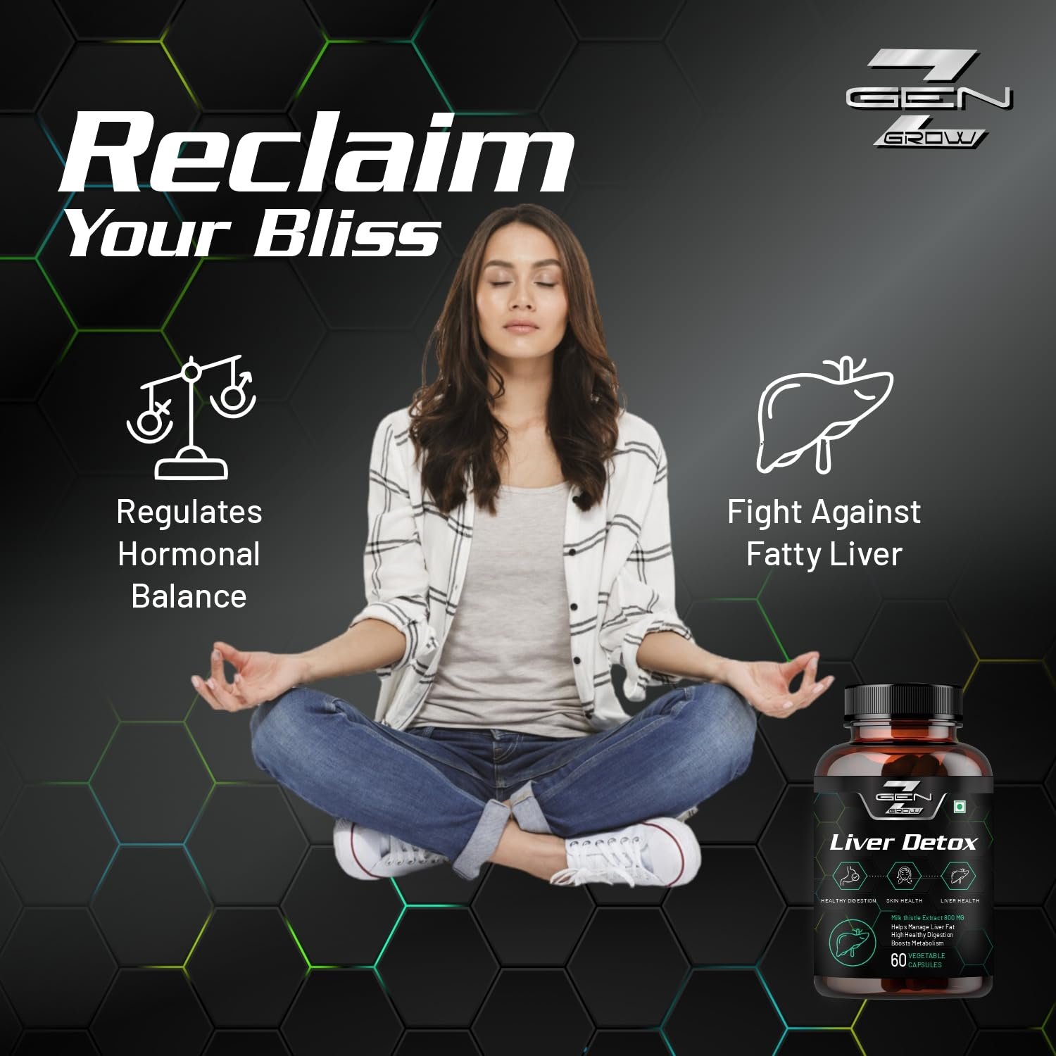 GenZ Grow Liver Detox Supplement with Milk Thistle Extract 800mg (30:1) N-Acetyl Cysteine | Beetroot (beta Vulgaris) | Support Fatty Liver and helps Detoxification & Digestion|60 Vegetable Capsule - Image 6