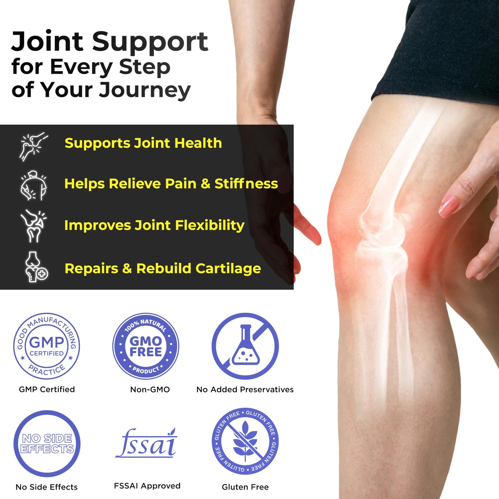 HEALTH VEDA ORGANICS PRIVATE LIMITED Plant Based Glucosamine Chondroitin & MSM I 60 Veg Tablets I Supports Healthy Joint, Bone & Cartilage I Relieves Pain & Stiffness I 1 count, 60 capsules - Image 7