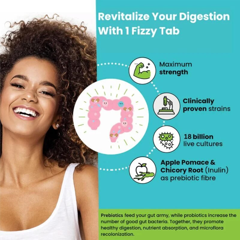 Wellbeing Nutrition Daily Probiotics + Prebiotics, Gut Health Supplement 18 Billion CFU with Organic Chicory Root | For Indigestion, Constipation, Gas, Bloating, IBS & Immunity, 21 Effervescent Tabs - Image 6