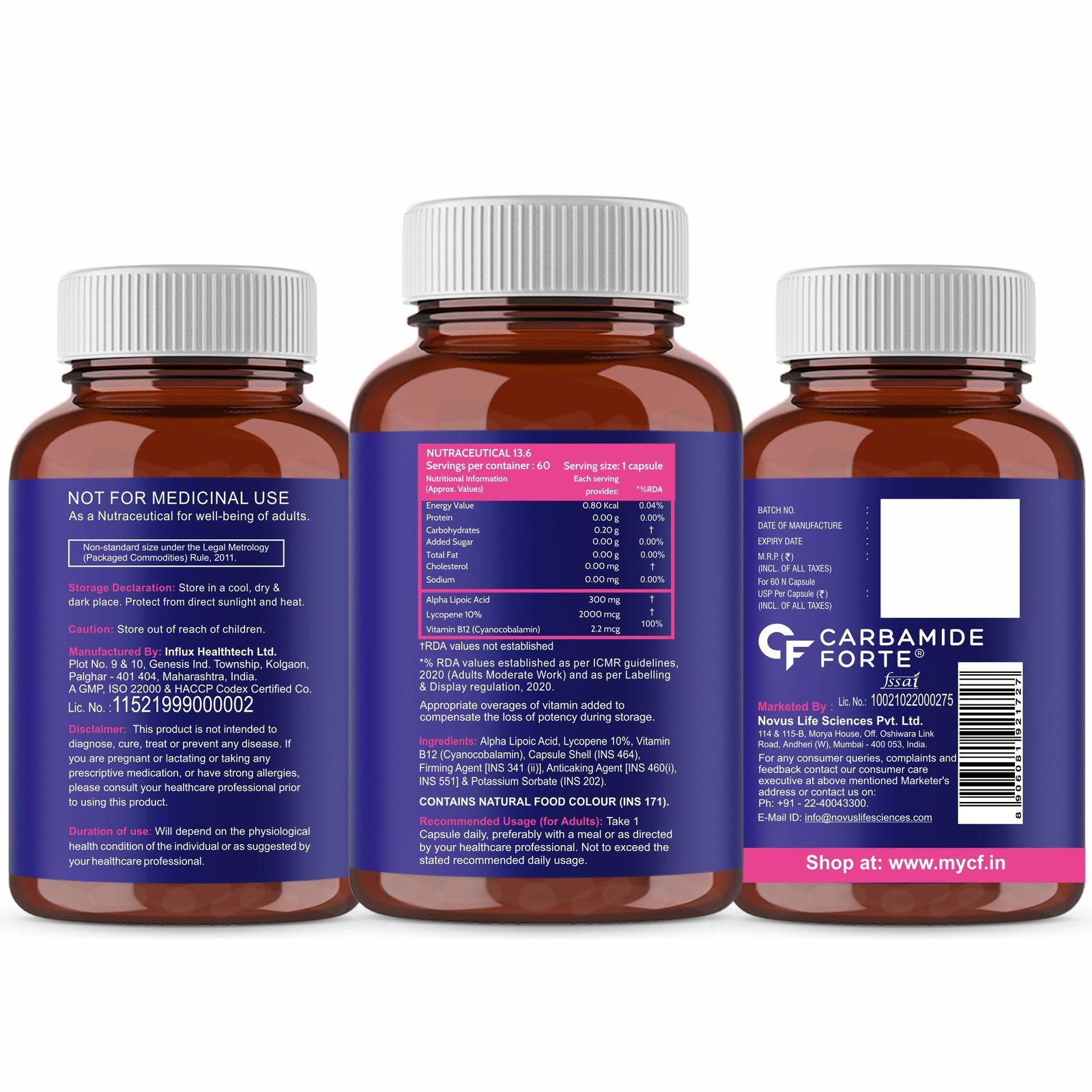 Carbamide Forte Alpha Lipoic Acid 300mg - ALA Capsules with Vitamin B12 & Lycopene | ALA Supplement | Supports Healthy Skin & Immunity - 60 Veg ALA Capsules - Image 2