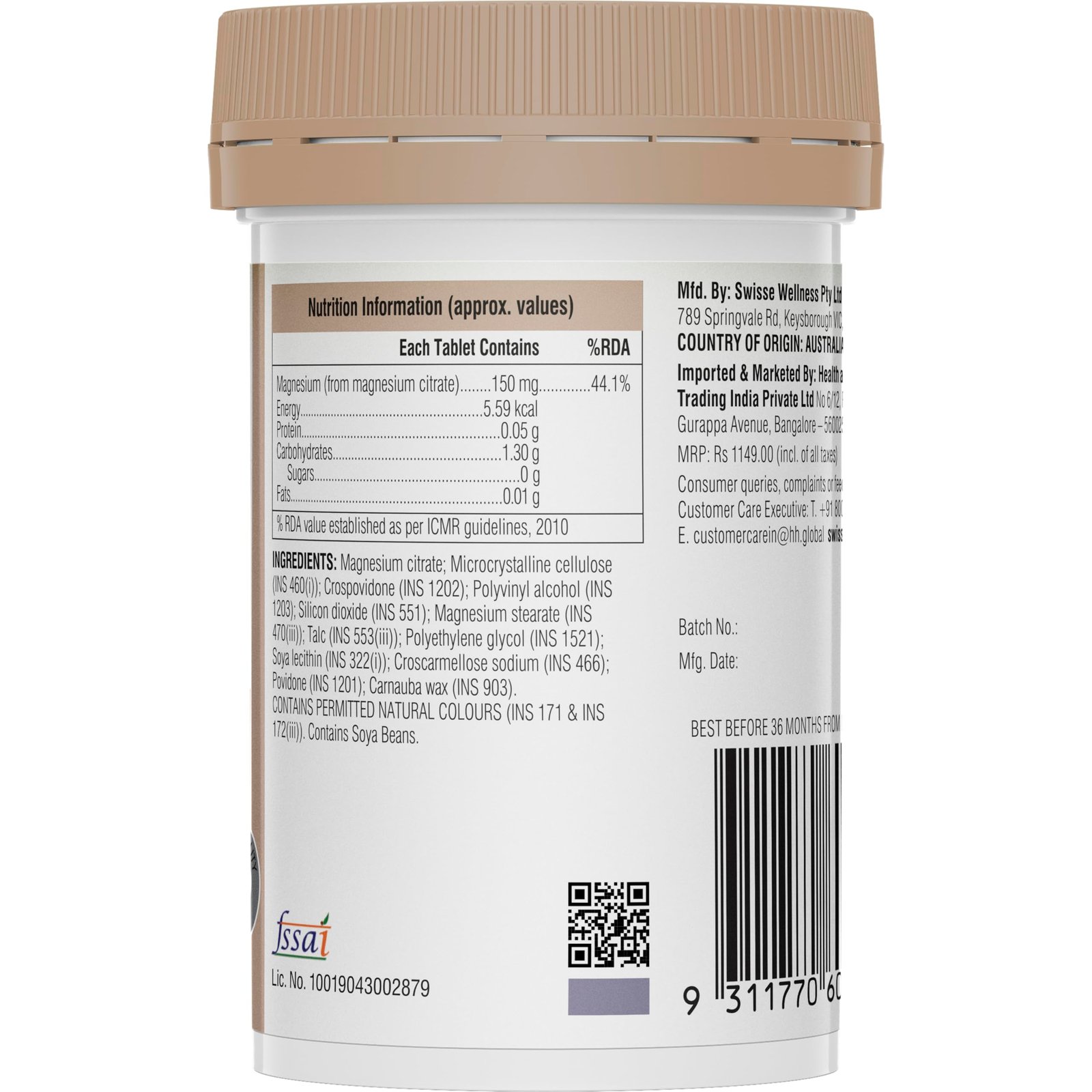 Swisse Magnesium For Muscle Recovery, Sound Sleep & Stress Relief - Australia's No. 1 Magnesium Supplement, Manufactured In Australia - Supports Relaxing, Calming & Muscle Regenerative Sleep - 60 Tablets (1 Tablet Per Serving) - Image 9