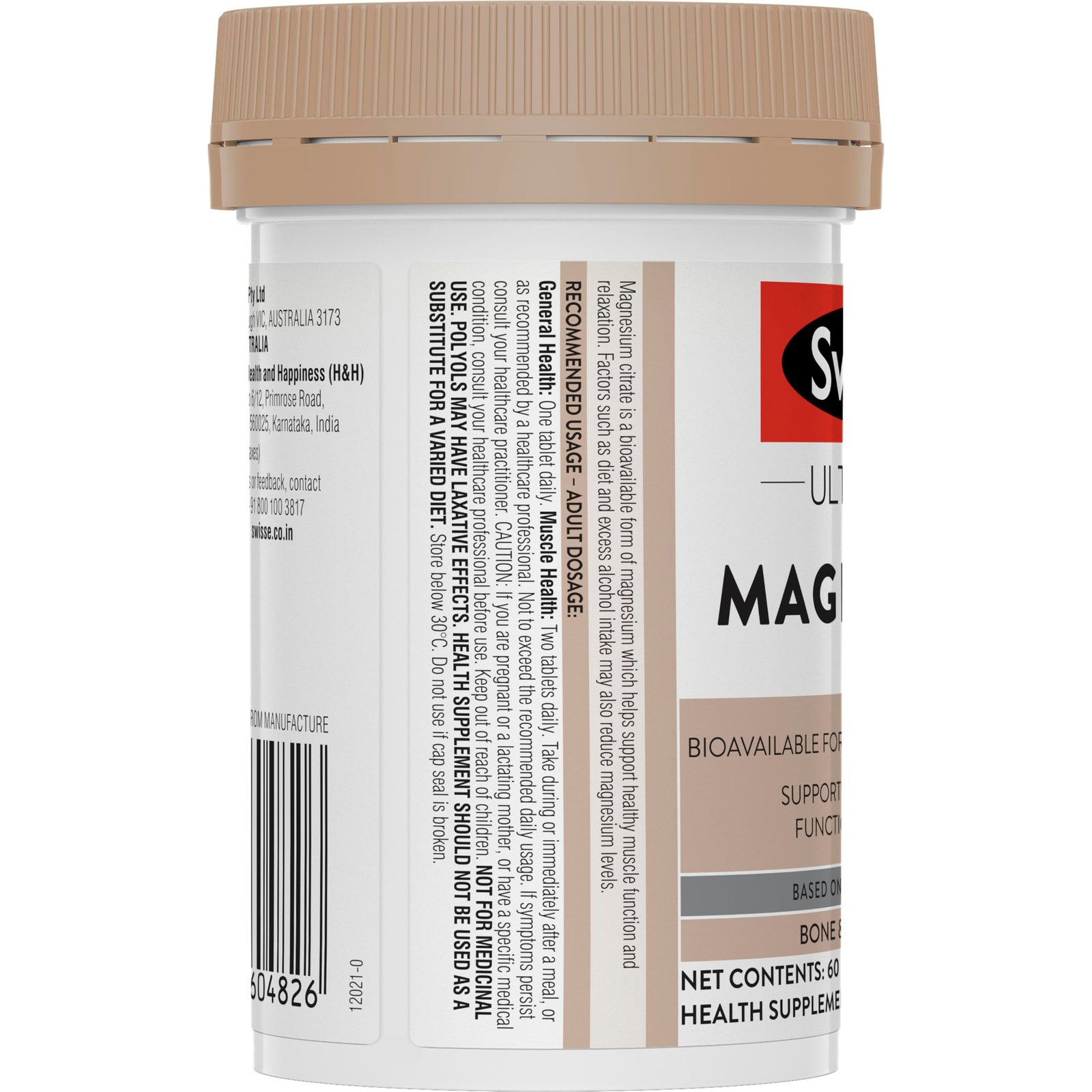 Swisse Magnesium For Muscle Recovery, Sound Sleep & Stress Relief - Australia's No. 1 Magnesium Supplement, Manufactured In Australia - Supports Relaxing, Calming & Muscle Regenerative Sleep - 60 Tablets (1 Tablet Per Serving) - Image 7