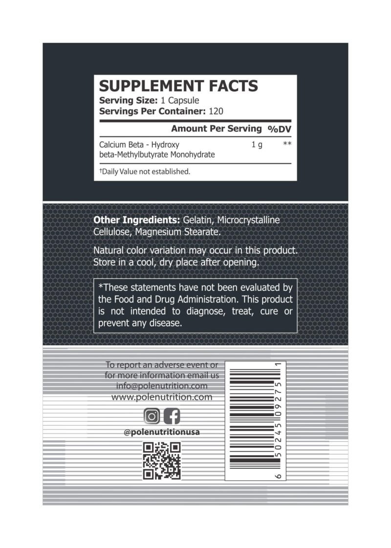 Pole Nutrition HMB Strength And Performance - Pure Beta-Hydroxy for Heart Health Support | 120 Capsules, Essential for Strength and Performance - Image 3
